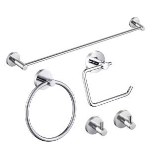 KIBI USA C-KBA14-5CH-2 Circular 5-Piece Bathroom Hardware Set in Chrome