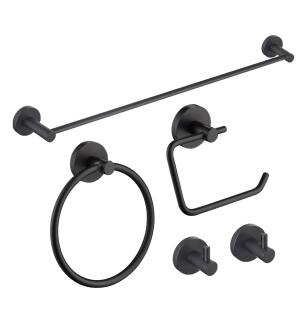 KIBI USA C-KBA14-5MB-2 Circular 5-Piece Bathroom Hardware Set in Matte Black