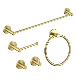 KIBI USA C-KBA14-5BG-3 Circular 5-Piece Bathroom Hardware Set in Brushed Gold