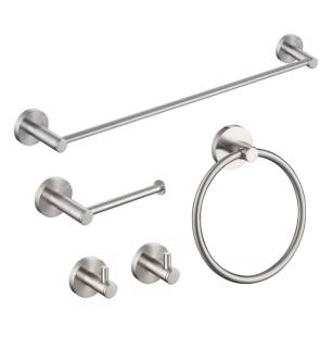 KIBI USA C-KBA14-5BN-3 Circular 5-Piece Bathroom Hardware Set in Brushed Nickel