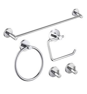 KIBI USA C-KBA14-5CH-4 Circular 5-Piece Bathroom Hardware Set in Chrome