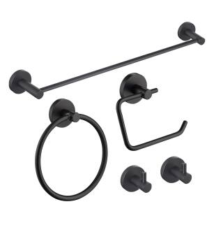 KIBI USA C-KBA14-5MB-4 Circular 5-Piece Bathroom Hardware Set in Matte Black