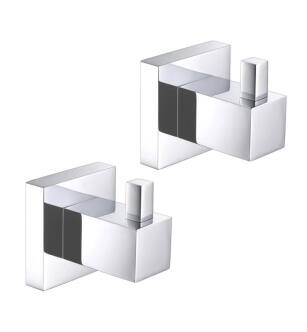 KIBI USA KBA1501CH-2PC Cube Bathroom Towel & Robe Hook 2 Piece in Chrome