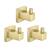 KIBI USA KBA1501BG-3PC Cube Bathroom Towel & Robe Hook 3 Piece in Brushed Gold
