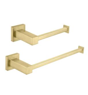 KIBI USA C-KBA15-2BG-1 Cube 2-Piece Bathroom Hardware Set in Brushed Gold