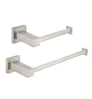 KIBI USA C-KBA15-2BN-1 Cube 2-Piece Bathroom Hardware Set in Brushed Nickel