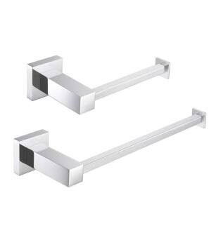 KIBI USA C-KBA15-2CH-1 Cube 2-Piece Bathroom Hardware Set in Chrome