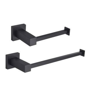 KIBI USA C-KBA15-2MB-1 Cube 2-Piece Bathroom Hardware Set in Matte Black