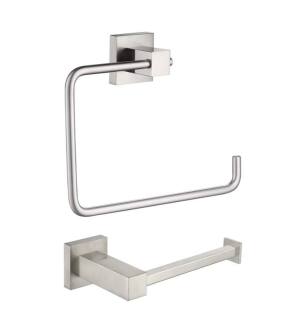 KIBI USA C-KBA15-2BN-2 Cube 2-Piece Bathroom Hardware Set in Brushed Nickel