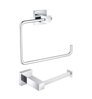 KIBI USA C-KBA15-2CH-2 Cube 2-Piece Bathroom Hardware Set in Chrome
