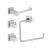KIBI USA C-KBA15-4BN-1 Cube 4-Piece Bathroom Hardware Set in Brushed Nickel