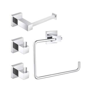KIBI USA C-KBA15-4CH-1 Cube 4-Piece Bathroom Hardware Set in Chrome