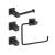 KIBI USA C-KBA15-4MB-1 Cube 4-Piece Bathroom Hardware Set in Matte Black