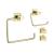 KIBI USA C-KBA15-4BG-2 Cube 4-Piece Bathroom Hardware Set in Brushed Gold