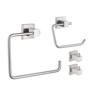 KIBI USA C-KBA15-4BN-2 Cube 4-Piece Bathroom Hardware Set in Brushed Nickel
