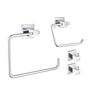 KIBI USA C-KBA15-4CH-2 Cube 4-Piece Bathroom Hardware Set in Chrome