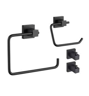 KIBI USA C-KBA15-4MB-2 Cube 4-Piece Bathroom Hardware Set in Matte Black