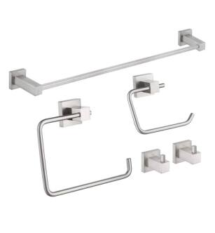 KIBI USA C-KBA15-5BN-2 Cube 5-Piece Bathroom Hardware Set in Brushed Nickel