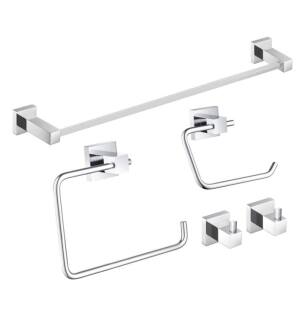 KIBI USA C-KBA15-5CH-2 Cube 5-Piece Bathroom Hardware Set in Chrome