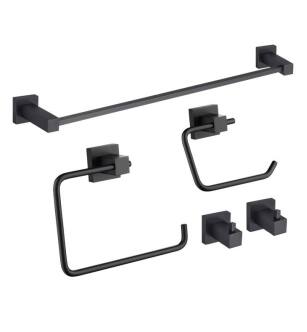 KIBI USA C-KBA15-5MB-2 Cube 5-Piece Bathroom Hardware Set in Matte Black