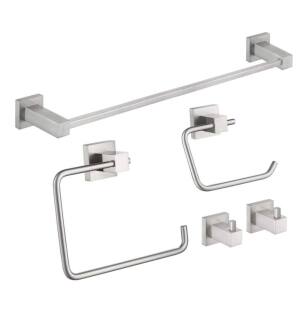 KIBI USA C-KBA15-5BN-4 Cube 5-Piece Bathroom Hardware Set in Brushed Nickel