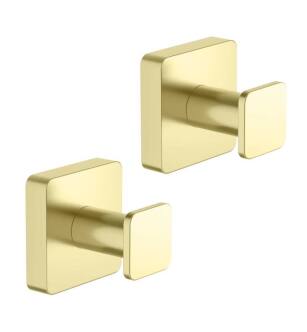 KIBI USA KBA1601BG-2PC Blaze Bathroom Towel & Robe Hook 2-Piece in Brushed Gold