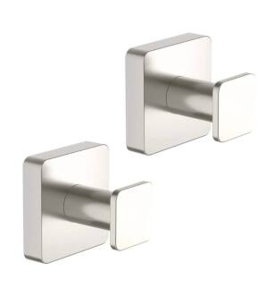 KIBI USA KBA1601BN-2PC Blaze Bathroom Towel & Robe Hook 2-Piece in Brushed Nickel