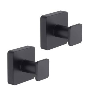 KIBI USA KBA1601MB-2PC Blaze Bathroom Towel & Robe Hook 2-Piece in Matte Black