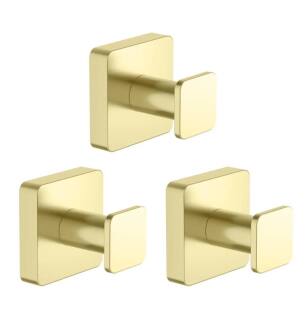 KIBI USA KBA1601BG-3PC Blaze Bathroom Towel & Robe Hook 3-Piece in Brushed Gold
