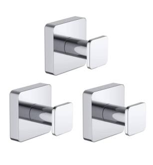 KIBI USA KBA1601CH-3PC Blaze Bathroom Towel & Robe Hook 3-Piece in Chrome