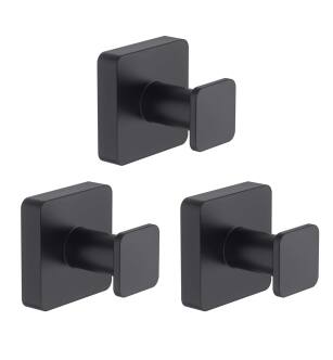 KIBI USA KBA1601MB-3PC Blaze Bathroom Towel & Robe Hook 3-Piece in Matte Black