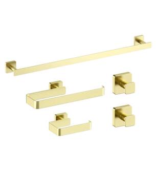 KIBI USA C-KBA16-5BG Blaze 5-Piece Bathroom Hardware Set in Brushed Gold