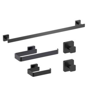 KIBI USA C-KBA16-5MB Blaze 5-Piece Bathroom Hardware Set in Matte Black