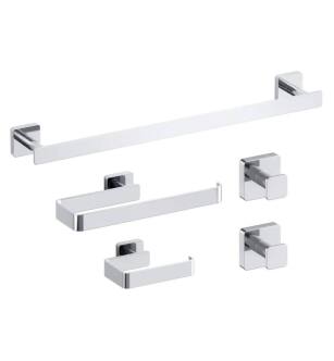 KIBI USA C-KBA16-5CH-1 Blaze 5-Piece Bathroom Hardware Set in Chrome