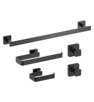 KIBI USA C-KBA16-5MB-1 Blaze 5-Piece Bathroom Hardware Set in Matte Black