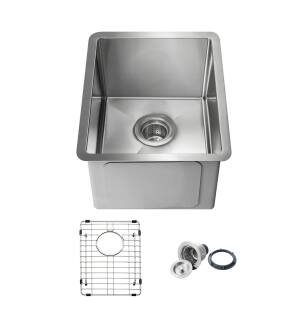 KIBI USA K1-S14 14" Handcrafted Undermount Single Bowl 16 gauge Stainless Steel Kitchen Sink