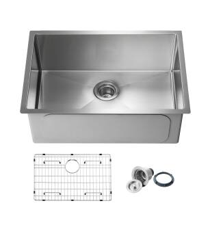 KIBI USA K1-S26 26" Handcrafted Undermount Single Bowl 16 gauge Stainless Steel Kitchen Sink