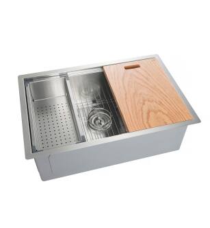 KIBI USA K1-S28T 28" Undermount Single Bowl Stainless Steel Workstation Sink