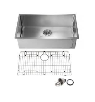 KIBI USA K1-S33 32 3/4" Handcrafted Undermount Single Bowl 16 gauge Stainless Steel Kitchen Sink