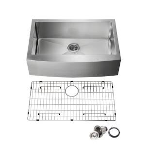 KIBI USA K1-SF33 33" Handcrafted Farmhouse Apron Single Bowl Stainless Steel Kitchen Sink
