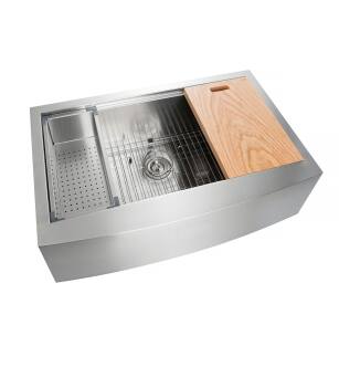 KIBI USA K1-SF33T 33" Farmhouse Apron Single Bowl Stainless Steel Workstation Kitchen Sink