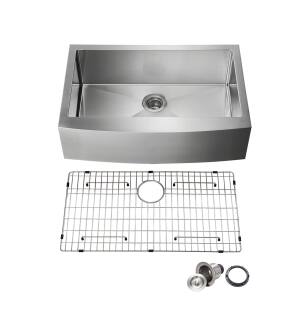KIBI USA K1-SF36 36" Handcrafted Farmhouse Apron Single Bowl Stainless Steel Kitchen Sink