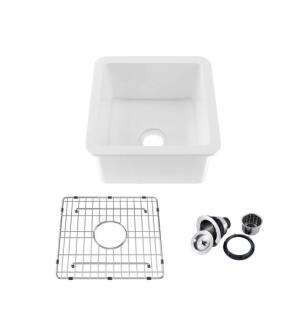KIBI USA K2-S18SQ Cubic 18" Undermounted Kitchen Fireclay Sink