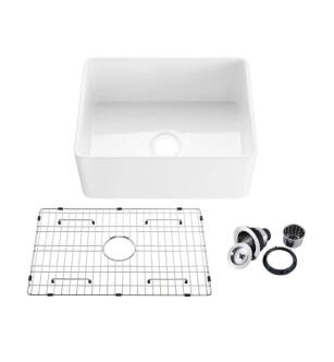KIBI USA K2-SF24 Pure 24" Fireclay Kitchen Farmhouse Sink Single Bowl