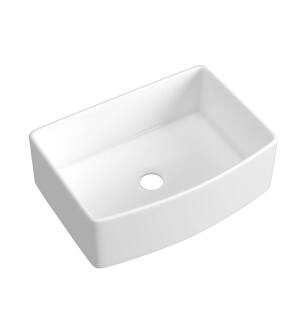 KIBI USA K2-SF30C Pure 30" Curved Apron Front Farmhouse Kitchen Fireclay Sink