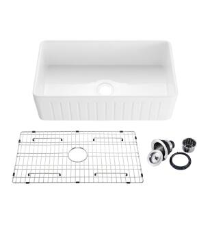 KIBI USA K2-SF33PI Pillar 33" Farmhouse Kitchen Fireclay Sink