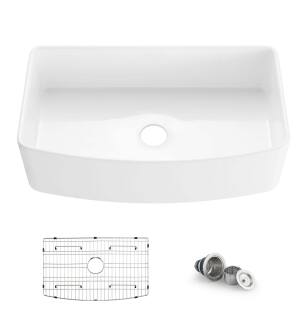 KIBI USA K2-SF36C Pure 36" Curved Apron Front Farmhouse Kitchen Fireclay Sink