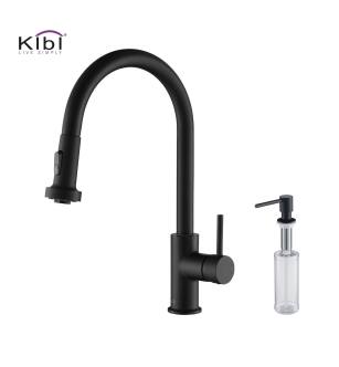 KIBI USA C-KKF2002MB-KSD100MB Casa Single Handle Pull Down Kitchen Sink Faucet with Soap Dispenser