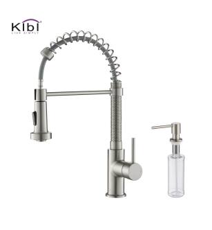 KIBI USA C-KKF2003BN-KSD100BN Aurora Single Handle Pull Down Kitchen Sink Faucet with Soap Dispenser