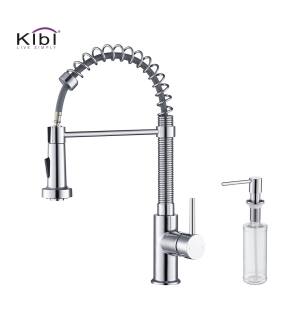 KIBI USA C-KKF2003CH-KSD100CH Aurora Single Handle Pull Down Kitchen Sink Faucet with Soap Dispenser